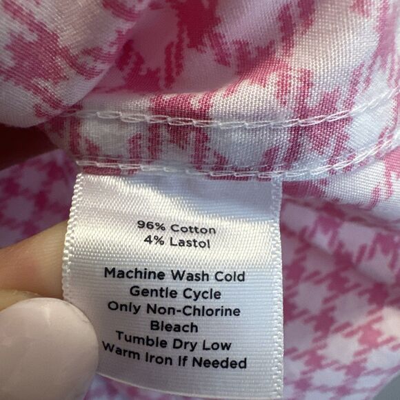 Talbots Wrinkle Resistant Button Down Shirt Geometric Print Plus Size 16W Pink - Picture 7 of 9